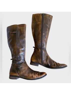 Valerie Stevens Randolph Brown Fume Leather Tall Boots Sz 6.5 Equestrian Riding